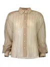 Brunello Cucinelli Sequin-embellished Sheer Blouse In Neutral