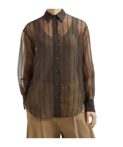 Brunello Cucinelli Sequin-embellished Shirt In Brown