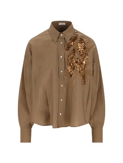 Brunello Cucinelli Sequin-embellished Shirt In Neutral