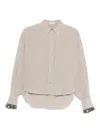 Brunello Cucinelli Sequin-embellished Silk Shirt In Neutral