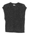 Brunello Cucinelli Sequin-embellished Sleeveless Top In Black