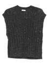 Brunello Cucinelli Sequin-embellished Sleeveless Top In Gray