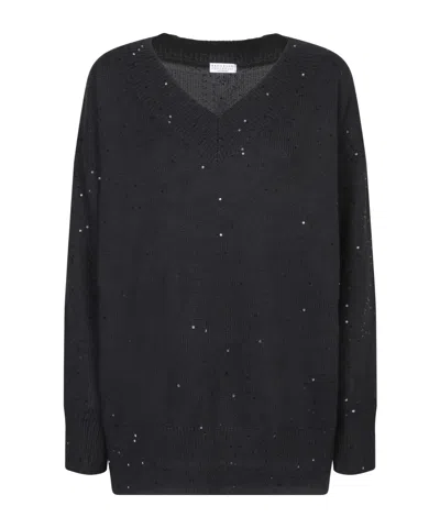 Brunello Cucinelli Sequin-embellished Sweater In Black