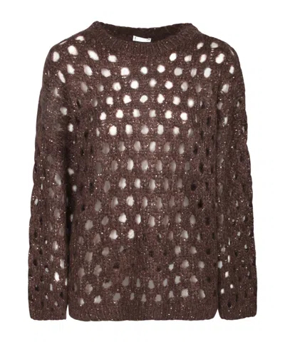 Brunello Cucinelli Sequin-embellished Sweater In Brown