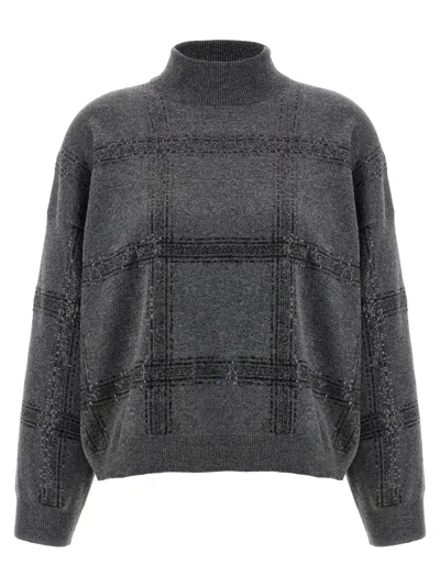 BRUNELLO CUCINELLI BRUNELLO CUCINELLI SEQUIN EMBELLISHED TURTLE NECK KNITTED JUMPER