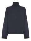 Brunello Cucinelli Women English Rib Turtle-neck Sweater In Black