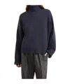 Brunello Cucinelli Women English Rib Turtle-neck Sweater In Blue
