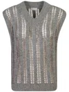 Brunello Cucinelli Wool & Mohair Open Knit Vest In Grey