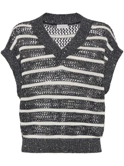 BRUNELLO CUCINELLI SEQUIN-EMBELLISHED TOP