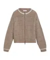 Brunello Cucinelli Sequin-embellished Zip-front Cardigan In Brown