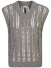 Brunello Cucinelli Wool & Mohair Open Knit Vest In Grey