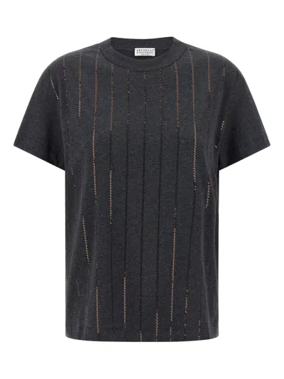 Brunello Cucinelli Sequin-embellishment T-shirt In Black