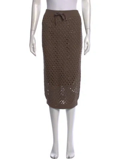 Pre-owned Brunello Cucinelli Sequin Embellishments Midi Length Skirt In Brown