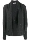 Brunello Cucinelli Sequin Embroidered Open Front Cardigan In Grey
