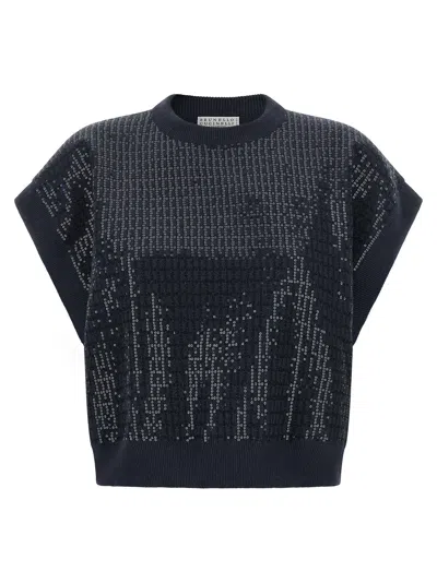 Brunello Cucinelli Sequin Embroidered Sweater In Multicolor