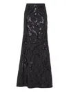 Brunello Cucinelli Sequin Floral Maxi Skirt In Black