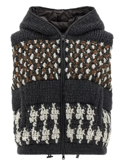 Brunello Cucinelli Sequin Hooded Opera Vest In Black