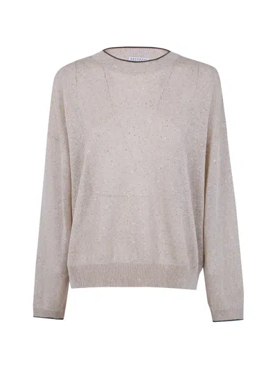 Brunello Cucinelli Moncler Round Neck Sweater Clothing In Brown