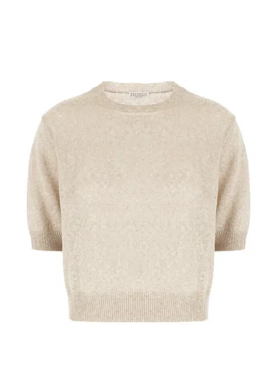 Brunello Cucinelli Sequin Knitwear In Neutral