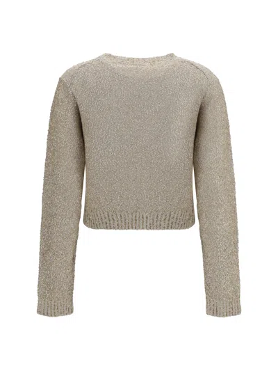 Brunello Cucinelli Sequin Linen Sweater In Beige