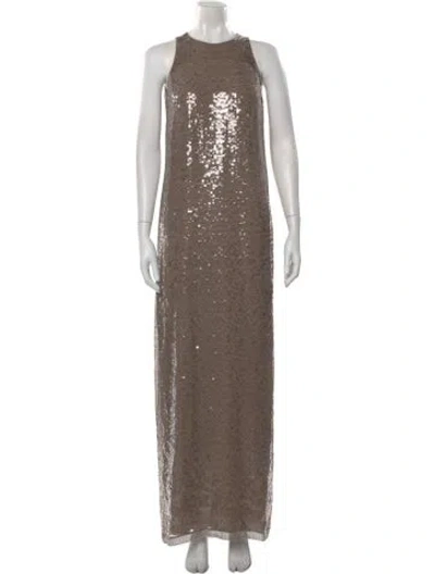 Pre-owned Brunello Cucinelli Sequin Long Dress W/ Tags In Neutral