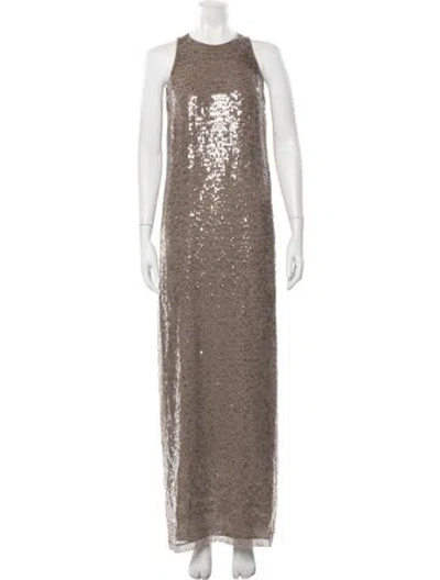 Pre-owned Brunello Cucinelli Sequin Long Dress W/ Tags In Neutral