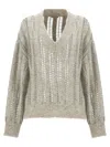 Brunello Cucinelli Silk And Linen V-neck Sweater
