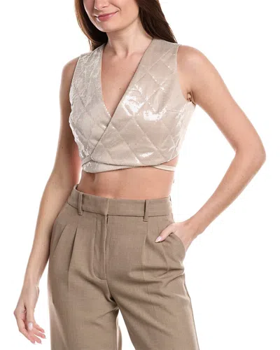 Brunello Cucinelli Sequin Quilted Silk-blend Vest In Gold