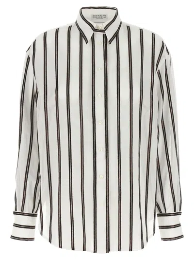 Brunello Cucinelli Sequin Shirt Shirt And Blouse White