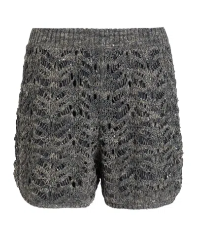 Brunello Cucinelli Sequin Shorts In Gray