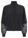 Brunello Cucinelli Sequin Sleeve Cardigan Sweaters And Cardigans Gray In Multi