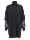 Brunello Cucinelli Sequin-embellished High-neck Mini Dress In Gray