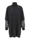 Brunello Cucinelli Sequin-embellished High-neck Mini Dress In Gray