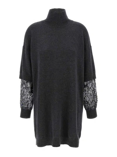 BRUNELLO CUCINELLI SEQUIN SLEEVE DRESS