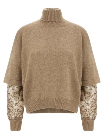 BRUNELLO CUCINELLI BRUNELLO CUCINELLI SEQUIN SLEEVE SWEATER