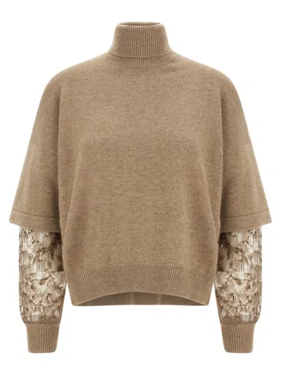 BRUNELLO CUCINELLI BRUNELLO CUCINELLI SEQUIN SLEEVE SWEATER