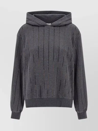BRUNELLO CUCINELLI SEQUIN STRIPE HOODED TOP
