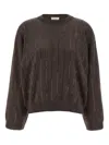 Brunello Cucinelli Sequin Cashmere Sweater Sweaters And Cardigans Brown In Brown