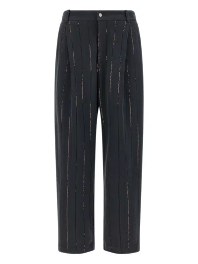 BRUNELLO CUCINELLI SEQUIN-STRIPED PINSTRIPE TROUSERS
