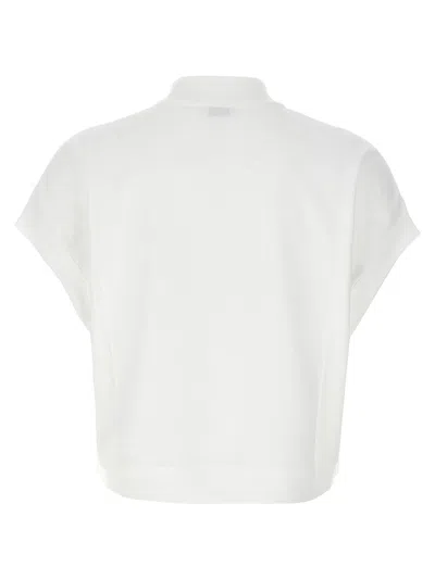Brunello Cucinelli Sequin Striped Polo Shirt In White