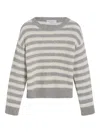 Brunello Cucinelli Sequin-striped Sweater In Gray