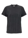 Brunello Cucinelli Dazzling Chalk Stripe Embroidery T-shirt