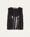 Brunello Cucinelli Sequin Striped Tank Top In Black