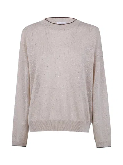 Brunello Cucinelli Sequin Sweater Beige