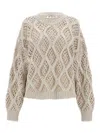 Brunello Cucinelli Knitted Cashmere Sweater In Beige
