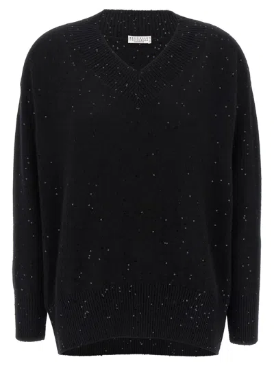 Brunello Cucinelli Sequin Sweater Sweaters And Cardigans Black