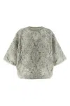 Brunello Cucinelli Short Sleeve Textured Sweater Featuring Sequins In Gray