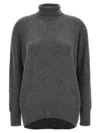 Brunello Cucinelli Sequin-embellished Roll-neck Jumper In Gray