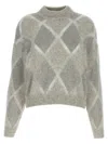 Brunello Cucinelli Argyle Check Sweater In Gray