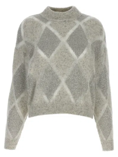 Brunello Cucinelli Sequin Sweater In Gray